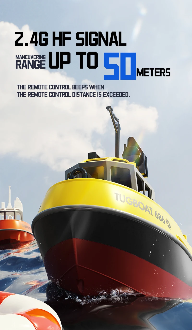 NEW 686 RC Boat 1/72 Powerful Dual Motor Wireless Radio Control Shipboat 2.4G Electric Remote Control Tugboat Model Toys for Boy