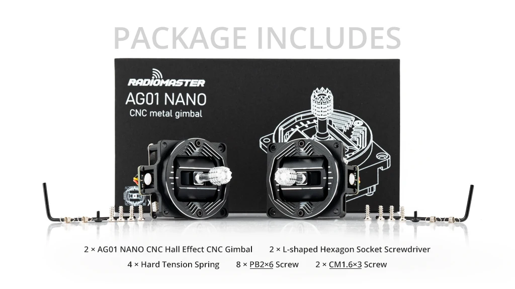 Radiomaster AG01 NANO CNC Hall Gimbals Set For Pocket