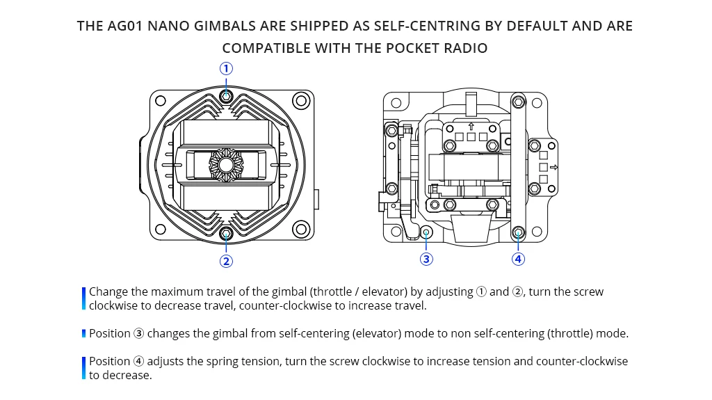 Radiomaster AG01 NANO CNC Hall Gimbals Set For Pocket