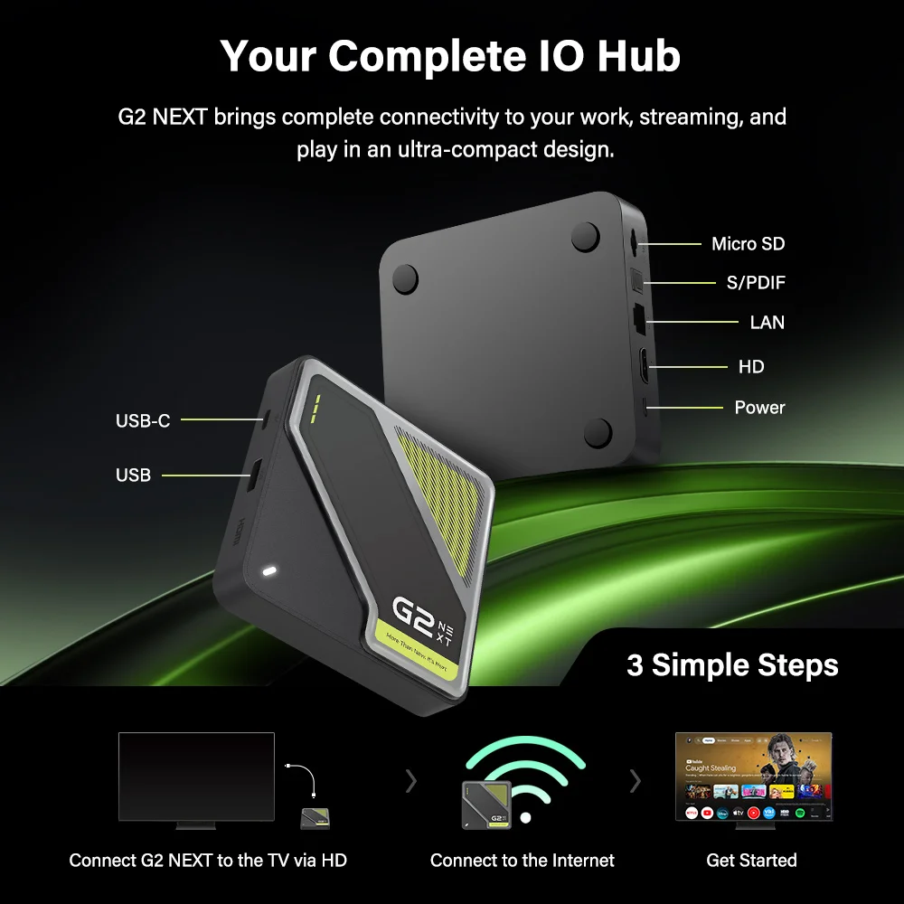 RockTek G2 NEXT S905X5M-J Google TV BOX Netflix Google Certified G2 Amlogic S905X4-K 4G 64G Support DTS Dolby Audio Dolby Vision