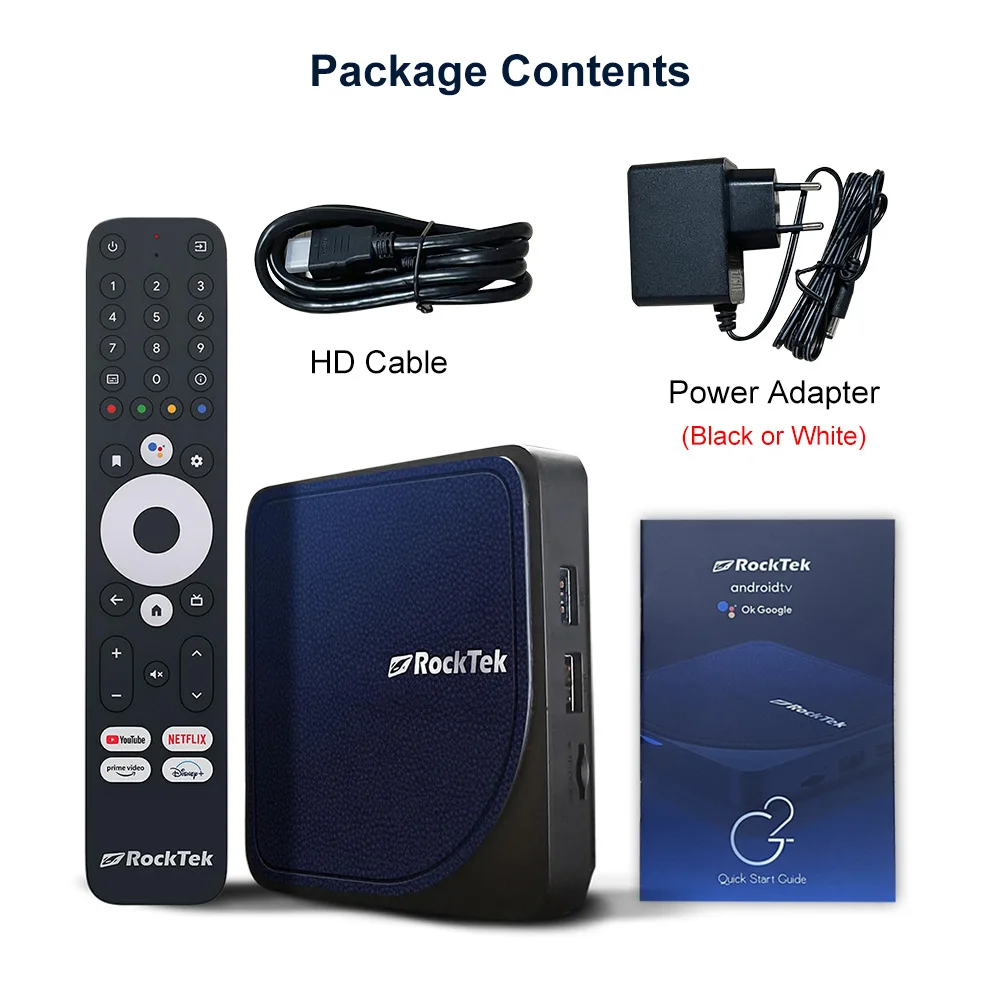 RockTek G2 NEXT S905X5M-J Google TV BOX Netflix Google Certified G2 Amlogic S905X4-K 4G 64G Support DTS Dolby Audio Dolby Vision