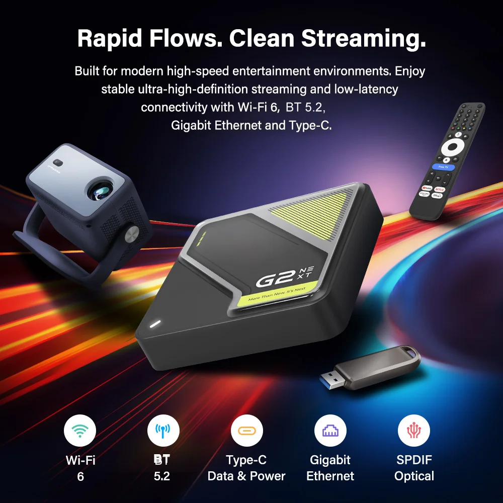 RockTek G2 NEXT S905X5M-J Google TV BOX Netflix Google Certified G2 Amlogic S905X4-K 4G 64G Support DTS Dolby Audio Dolby Vision