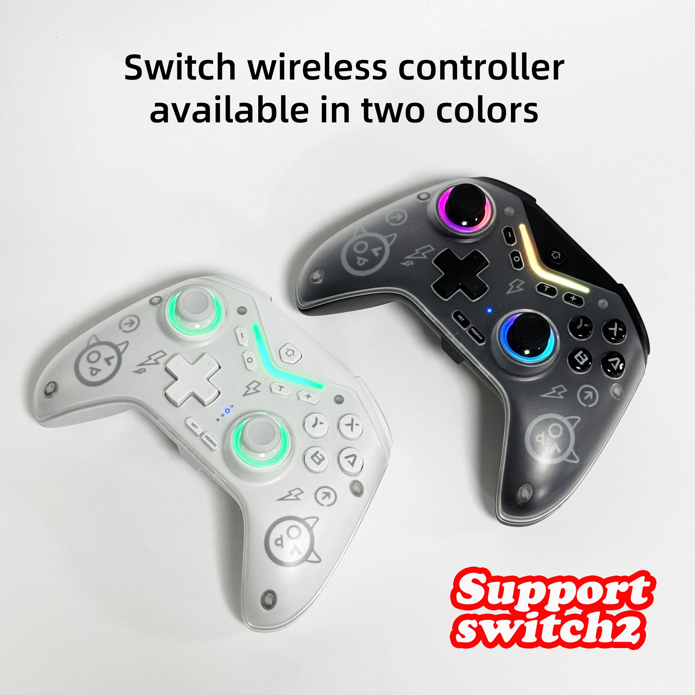 CM-619 Wireless Controller Supports IOS/Android/PC/Switch2, Dual Motor Gamepad with Dazzling Light and Program Buttons
