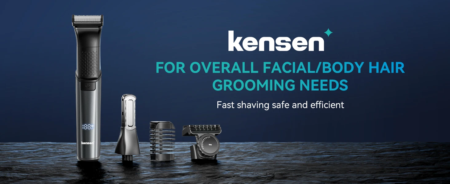 KENSEN S15 Electric Tirmmer for Men Dual-sided Blade IPX6 Waterproof Body Hair Razor Beard Trimmer 2 in 1 Trimmers for Barber
