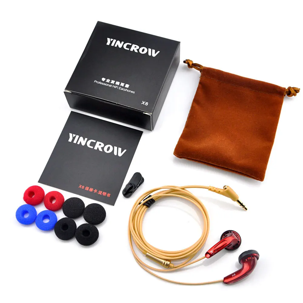 YINCROW X6 3.5mm In-ear Earphones Flat Head Earbuds Professional Fever HIFI Earphone PK PK1 MX985