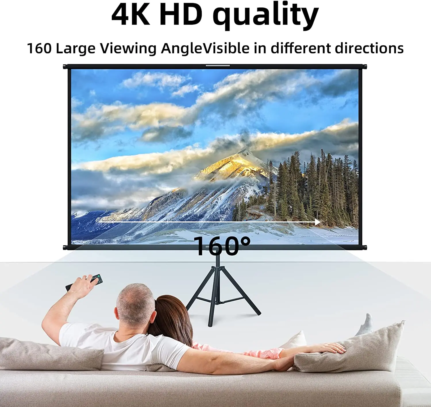 VEIDADZ Projector Screen With Stand Foldable White Wrinkle-Free 60-120 inch 16:9 Screen With Bag for Home Theater Indoor Outdoor