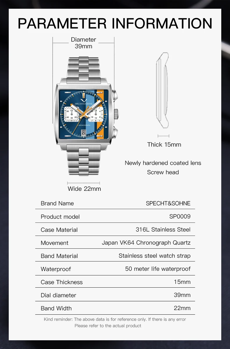 Specht & Söhne 2026 New Arrivals Hot Selling Fashion Men's Watches Stainless Steel Japan VK63 Chronograph Quartz Wristwatch