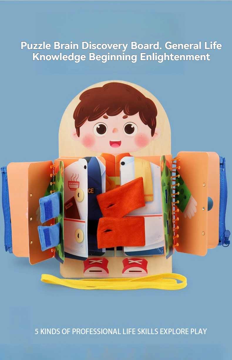 Wooden Multi-layer Busy Board For Children Montessori Early Education Games Toddlers Quiet Books Sensory Practice Dressing Gift
