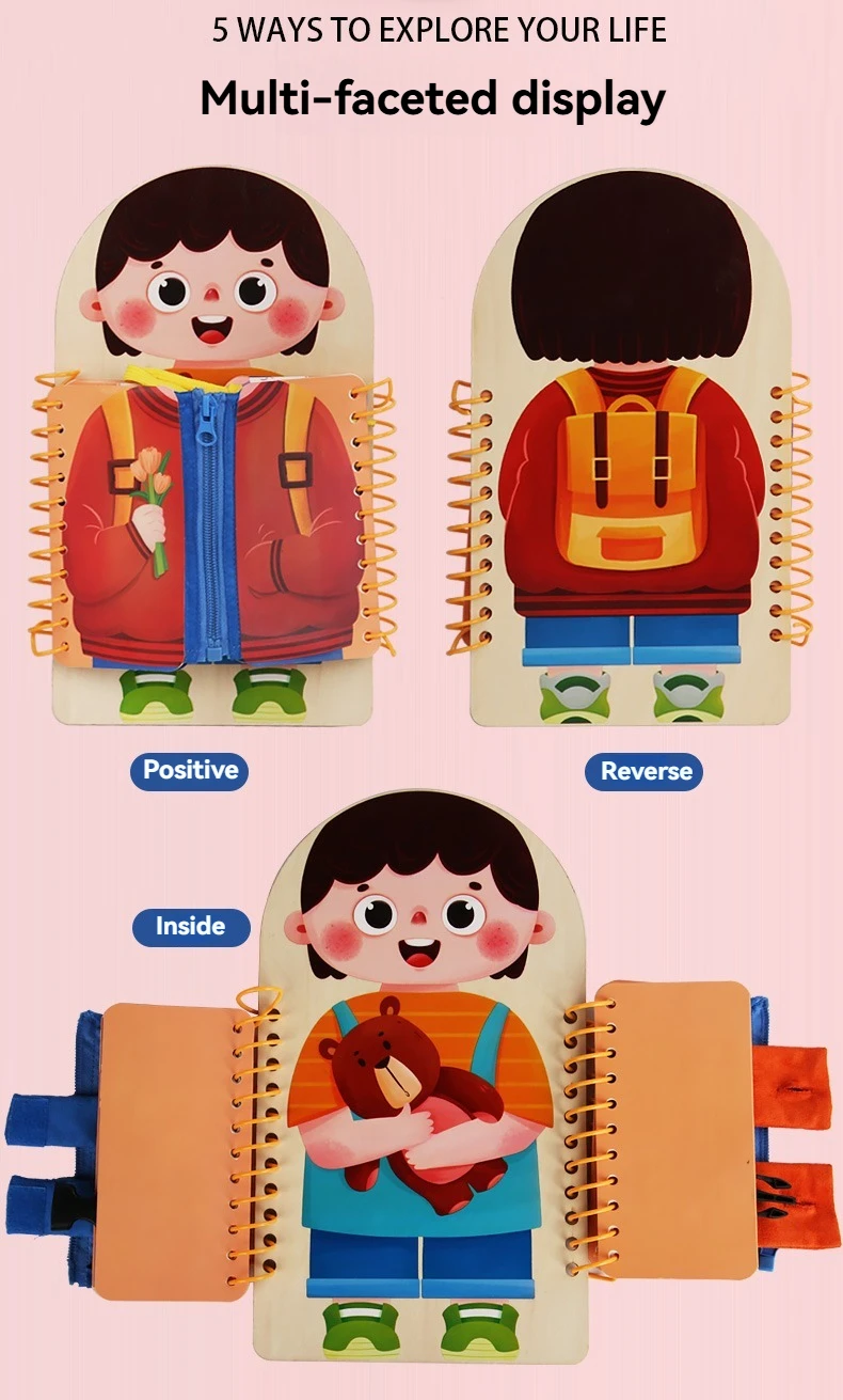 Wooden Multi-layer Busy Board For Children Montessori Early Education Games Toddlers Quiet Books Sensory Practice Dressing Gift
