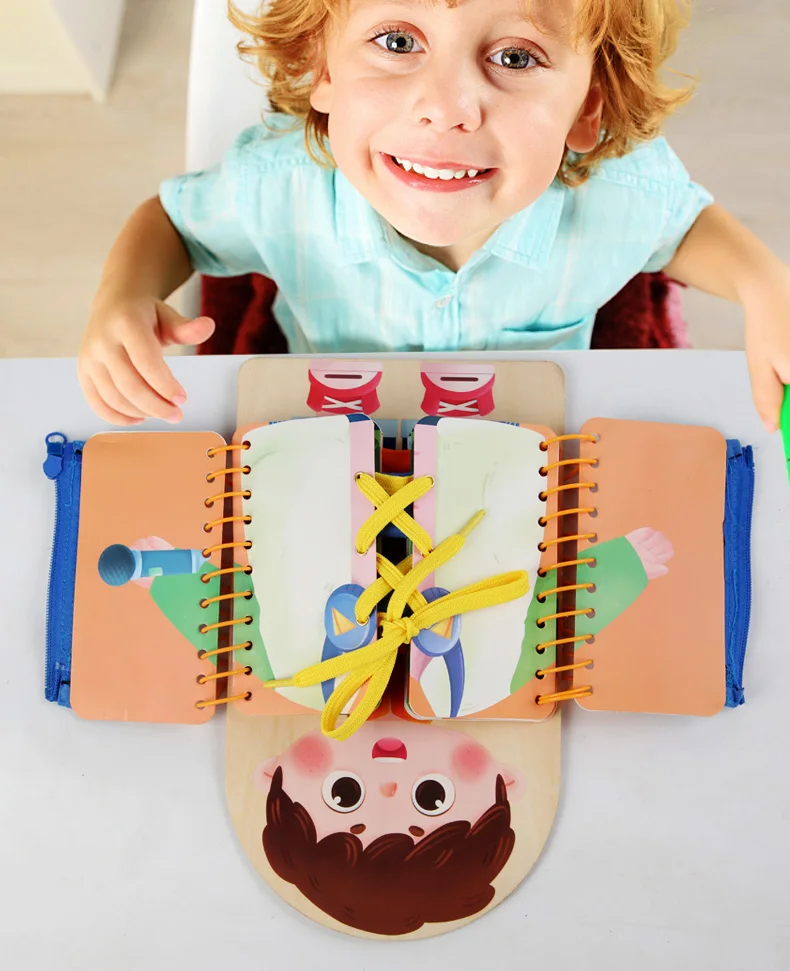 Wooden Multi-layer Busy Board For Children Montessori Early Education Games Toddlers Quiet Books Sensory Practice Dressing Gift