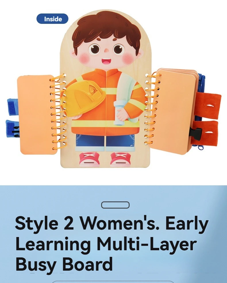 Wooden Multi-layer Busy Board For Children Montessori Early Education Games Toddlers Quiet Books Sensory Practice Dressing Gift