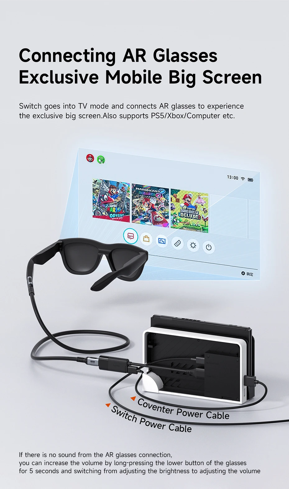 Hagibis HDMI to USB C Female Converter HDMI to AR Glasses Adapter Charge and Play For Switch PS5 Xbox Rokid/Xreal/Thunderbird