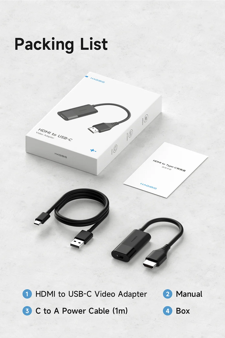 Hagibis HDMI to USB C Female Converter HDMI to AR Glasses Adapter Charge and Play For Switch PS5 Xbox Rokid/Xreal/Thunderbird