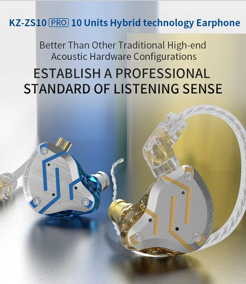 KZ ZS10 Pro Metal Headset 4BA+1DD Hybrid 10 drivers HIFI Bass Earbuds In Ear Monitor Headphones Sport Noise Cancelling Earphones