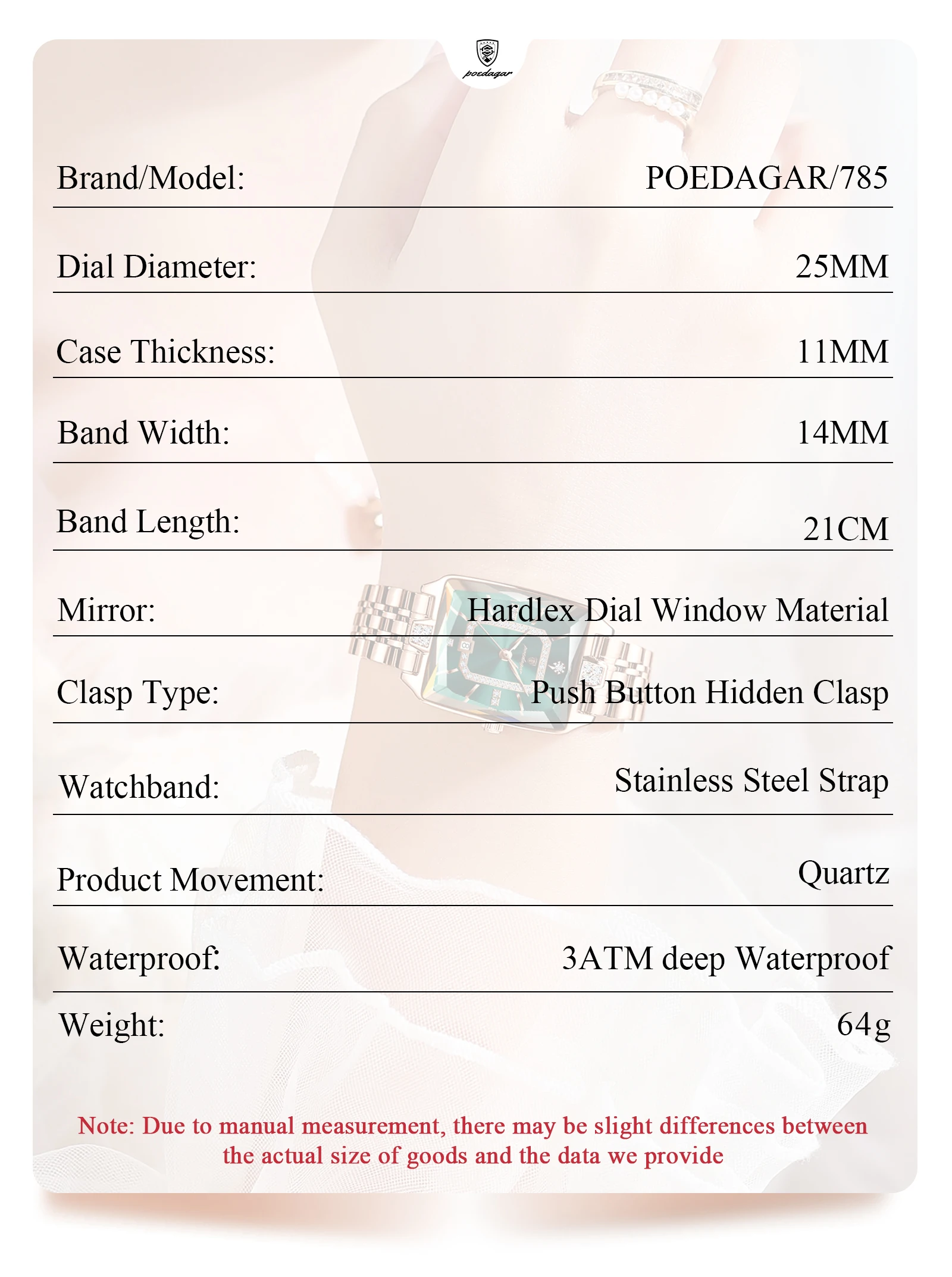 POEDAGAR Luxury Woman Watch Waterproof Date High Quality Casual Ladies Wristwatch Stainless Steel Quartz Elegant Women's Watches