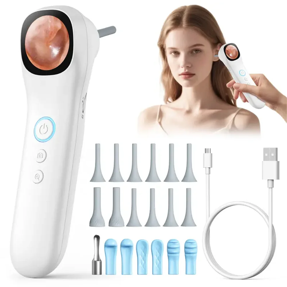1080P HD Ear Camera 5-in-1 Smart Detector with Screen Ear Scoop Set 6 Replacement Ear Scoops 12 Replacement Check Heads Ear Tool