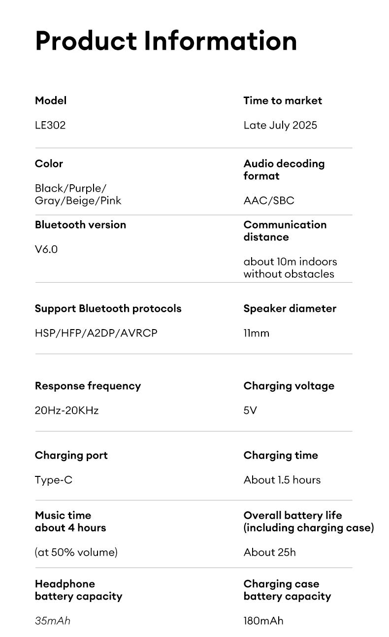 Choice Lenovo LE302 OWS Ear Clip Earphones Wireless Bluetooth 6.0 Headset HD Call Earbuds Low Latency Gaming Headphones New