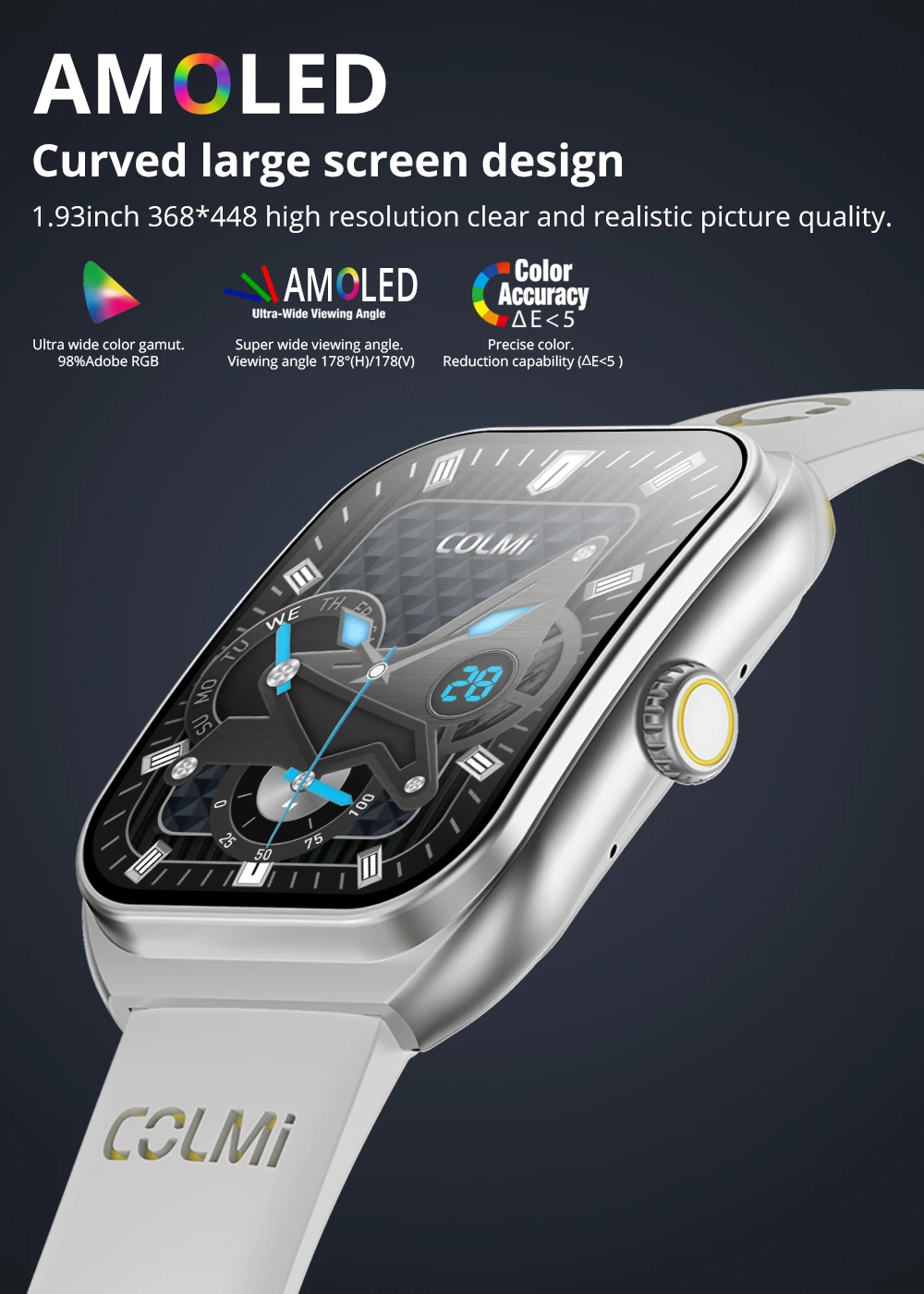 New COLMI P86 1.93" AMOLED Smartwatch Men Health Manager Bluetooth Call IP68 Waterproof Smart Watch Women For Xiaomi iOS Phone