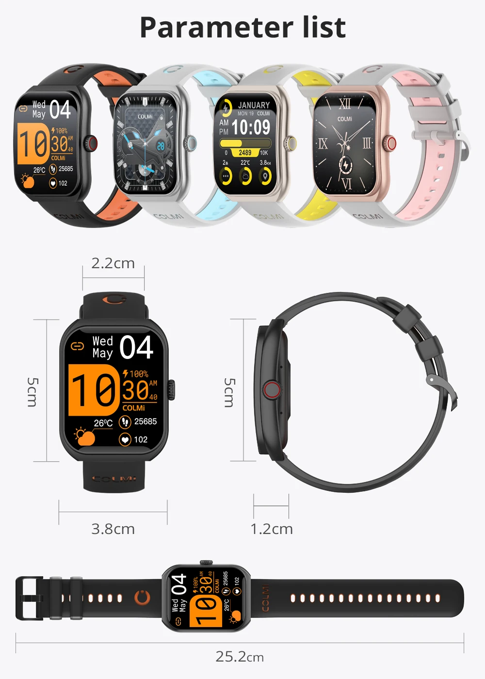 New COLMI P86 1.93" AMOLED Smartwatch Men Health Manager Bluetooth Call IP68 Waterproof Smart Watch Women For Xiaomi iOS Phone