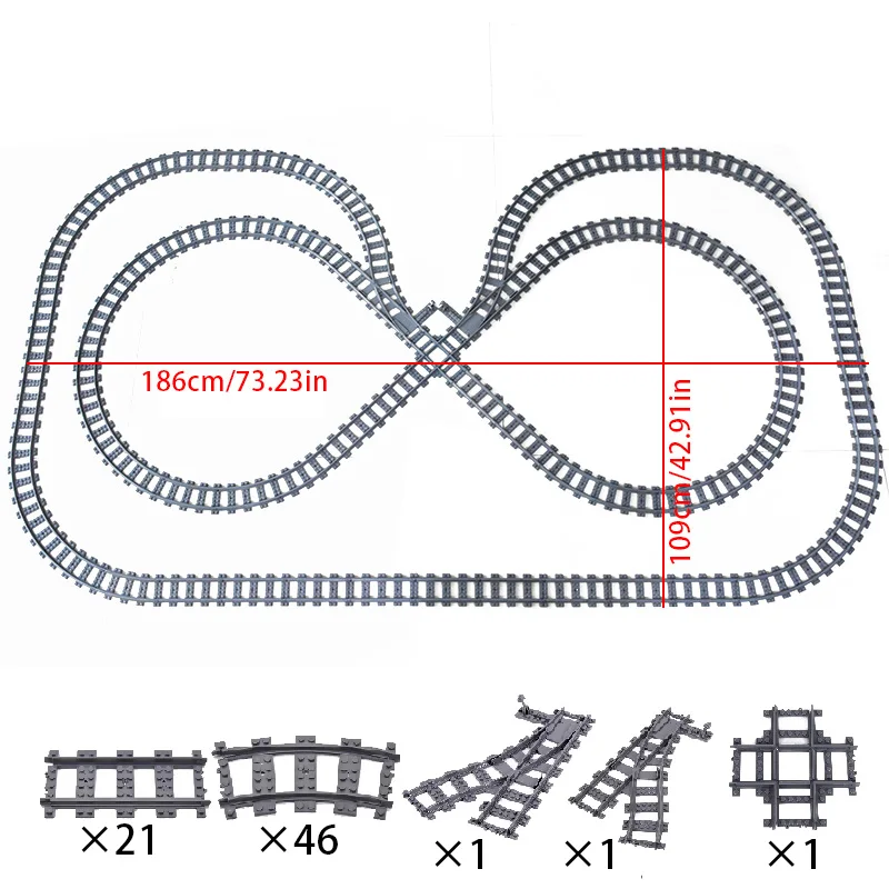 MOC Compatible With LEGO Train Track Combination Scene Building Blocks DIY Cross Track Railroad Flexible Bricks Toys Rail Car