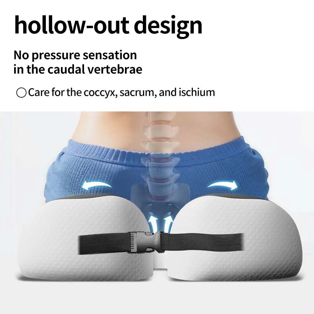 Pressure-Resistant and Breathable Ergonomic Seat Cushion with Slow-Recovery filling and Curved Surface Fitting the Hips