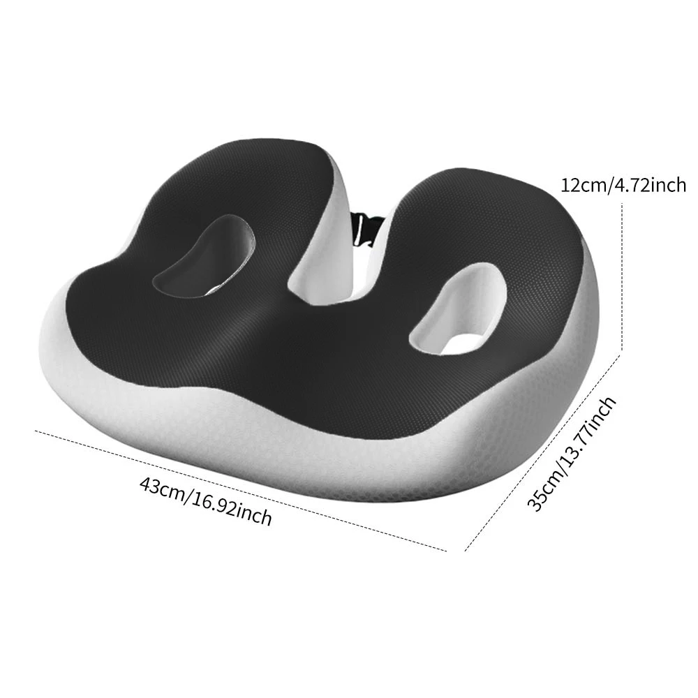 Pressure-Resistant and Breathable Ergonomic Seat Cushion with Slow-Recovery filling and Curved Surface Fitting the Hips