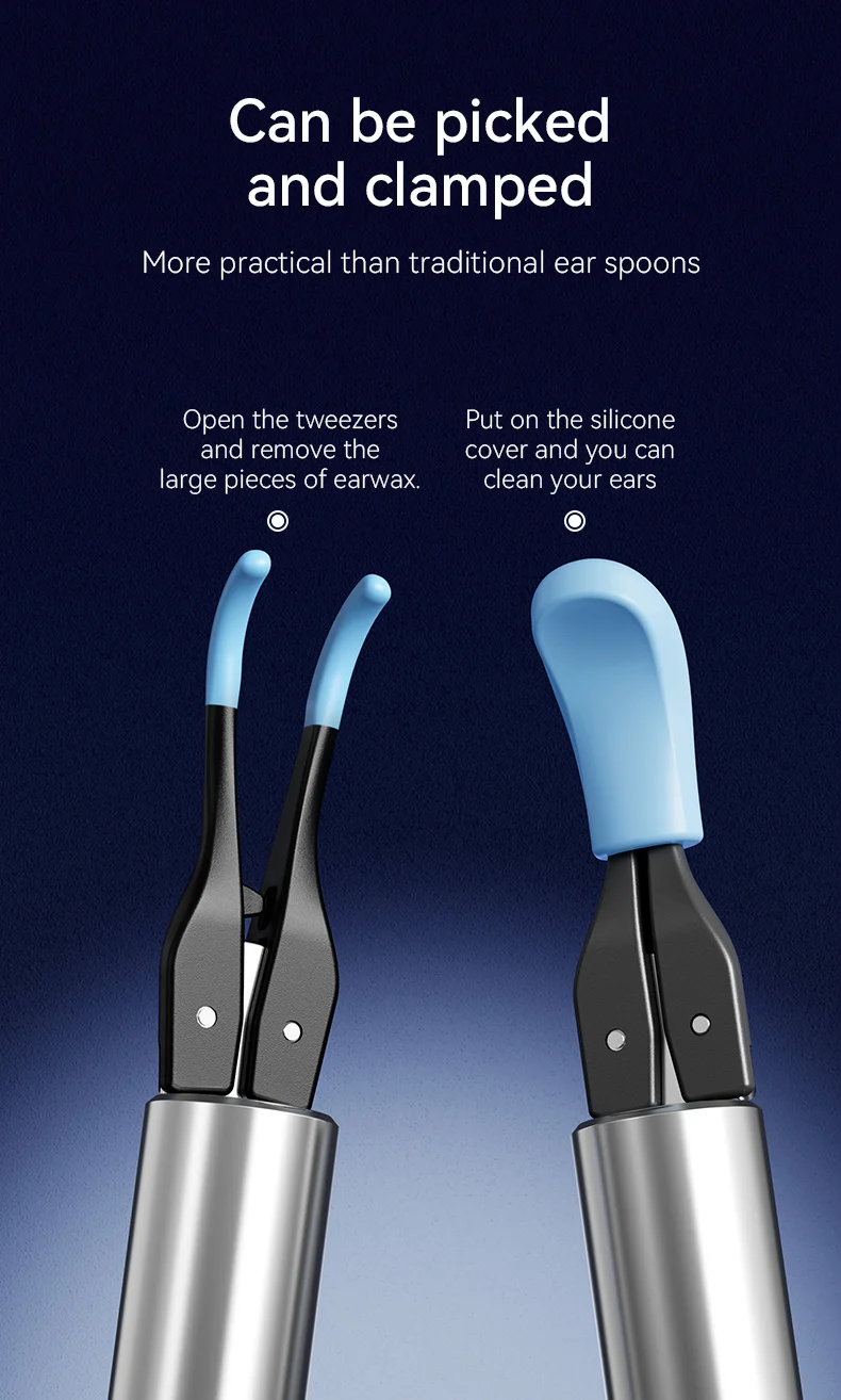 3 in 1 Wi-Fi Enabled Ear Pick Tweezers 12MP Camera Earwax Removal Tool with Rechargeable Battery Ear Cleaner with Tweezers Tools