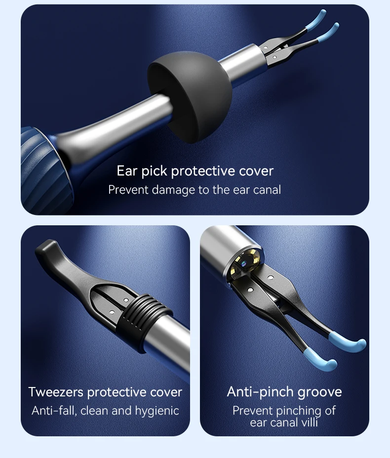 3 in 1 Wi-Fi Enabled Ear Pick Tweezers 12MP Camera Earwax Removal Tool with Rechargeable Battery Ear Cleaner with Tweezers Tools
