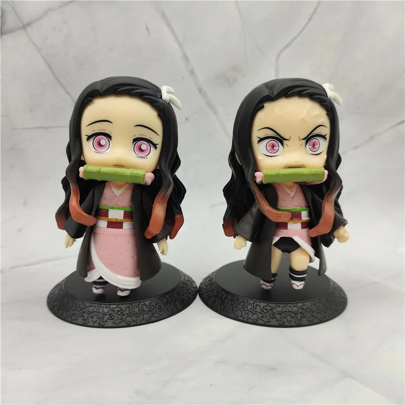 10pcs/set Anime Demon Slayer Kamado Nezuko Kamado Tanjuurou Battle Version Action Figure Collectible Models Toys 10cm