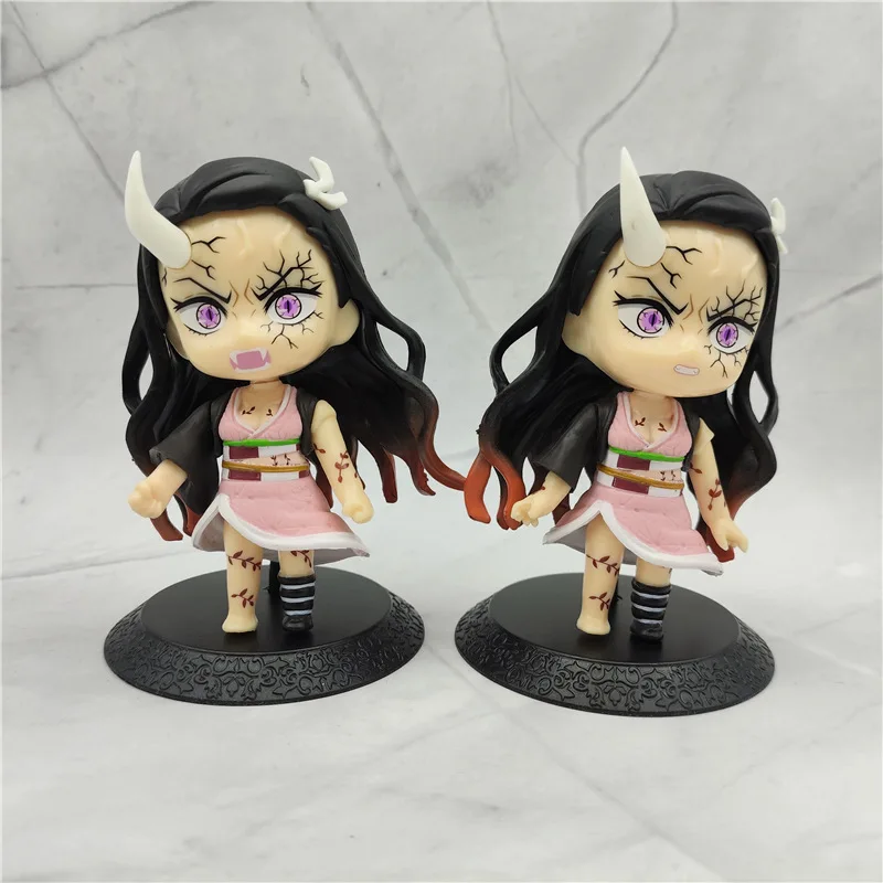 10pcs/set Anime Demon Slayer Kamado Nezuko Kamado Tanjuurou Battle Version Action Figure Collectible Models Toys 10cm