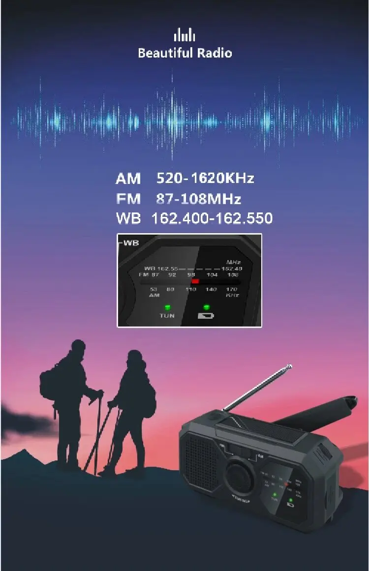 Portable Solar Radio, Emergency Kits First Aid Radio With Crank, Dynamo AM/FM Radio, Blackout Power Station, USB Phone Charger