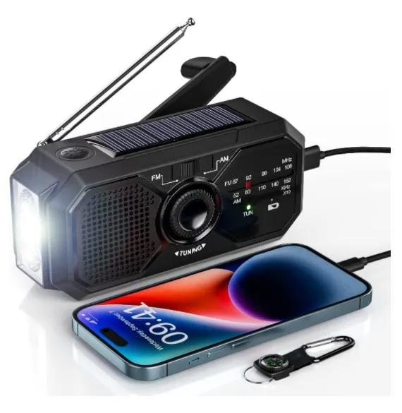 Portable Solar Radio, Emergency Kits First Aid Radio With Crank, Dynamo AM/FM Radio, Blackout Power Station, USB Phone Charger