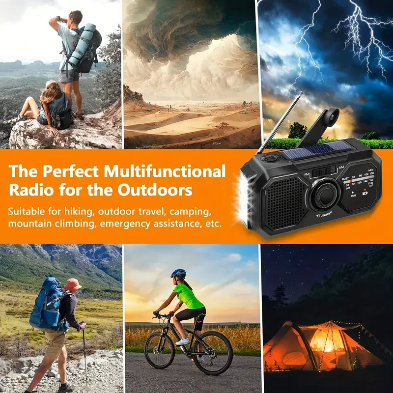 Portable Solar Radio, Emergency Kits First Aid Radio With Crank, Dynamo AM/FM Radio, Blackout Power Station, USB Phone Charger