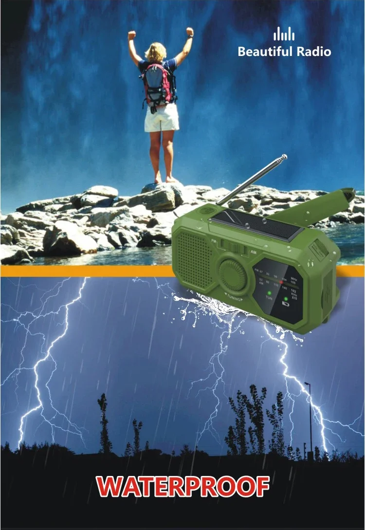 Portable Solar Radio, Emergency Kits First Aid Radio With Crank, Dynamo AM/FM Radio, Blackout Power Station, USB Phone Charger