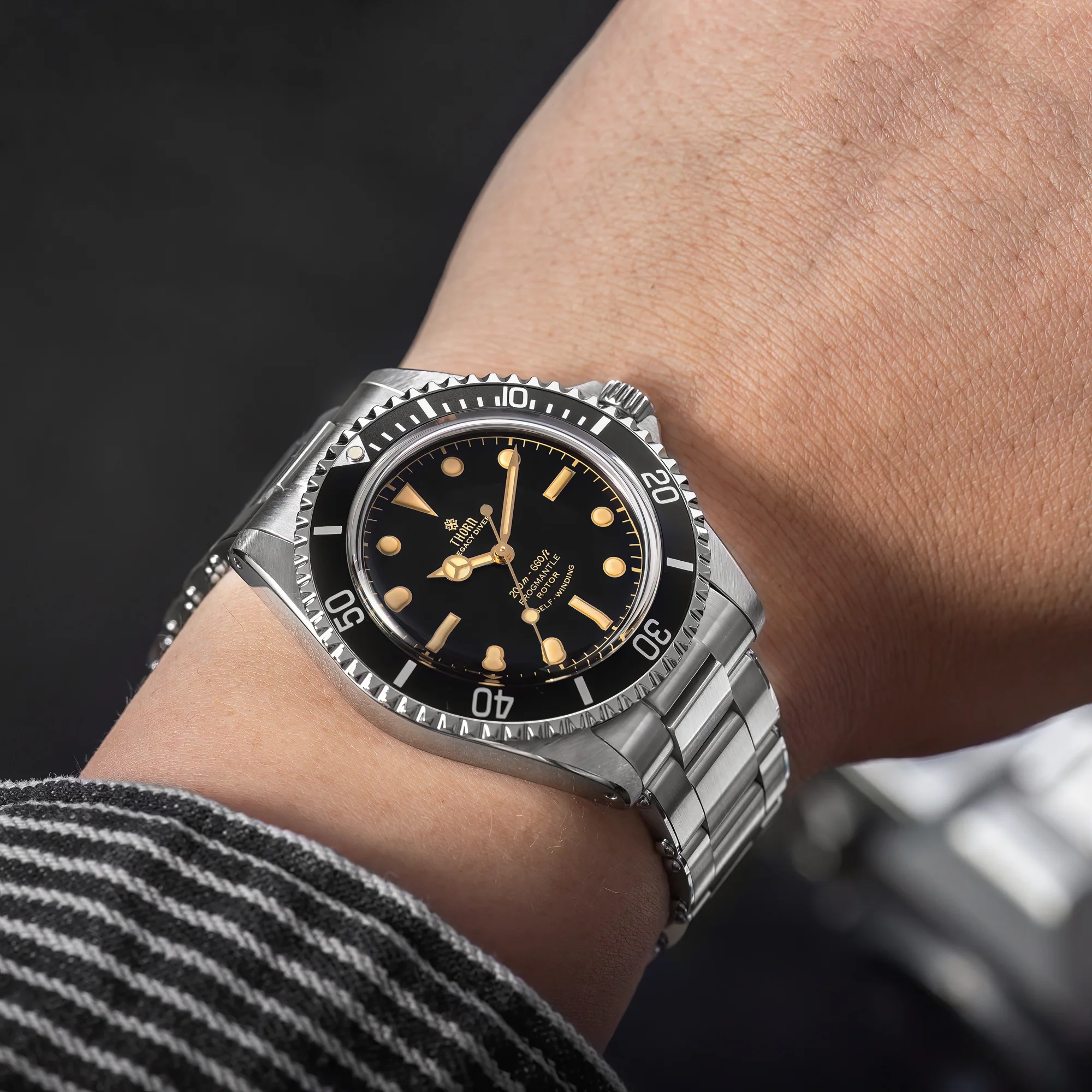 Thorn T023 V3 40mm Men Diving Watch PT5000 Automatic Movement Mechanical Vintage Watches 200m Water Resistance Sapphire