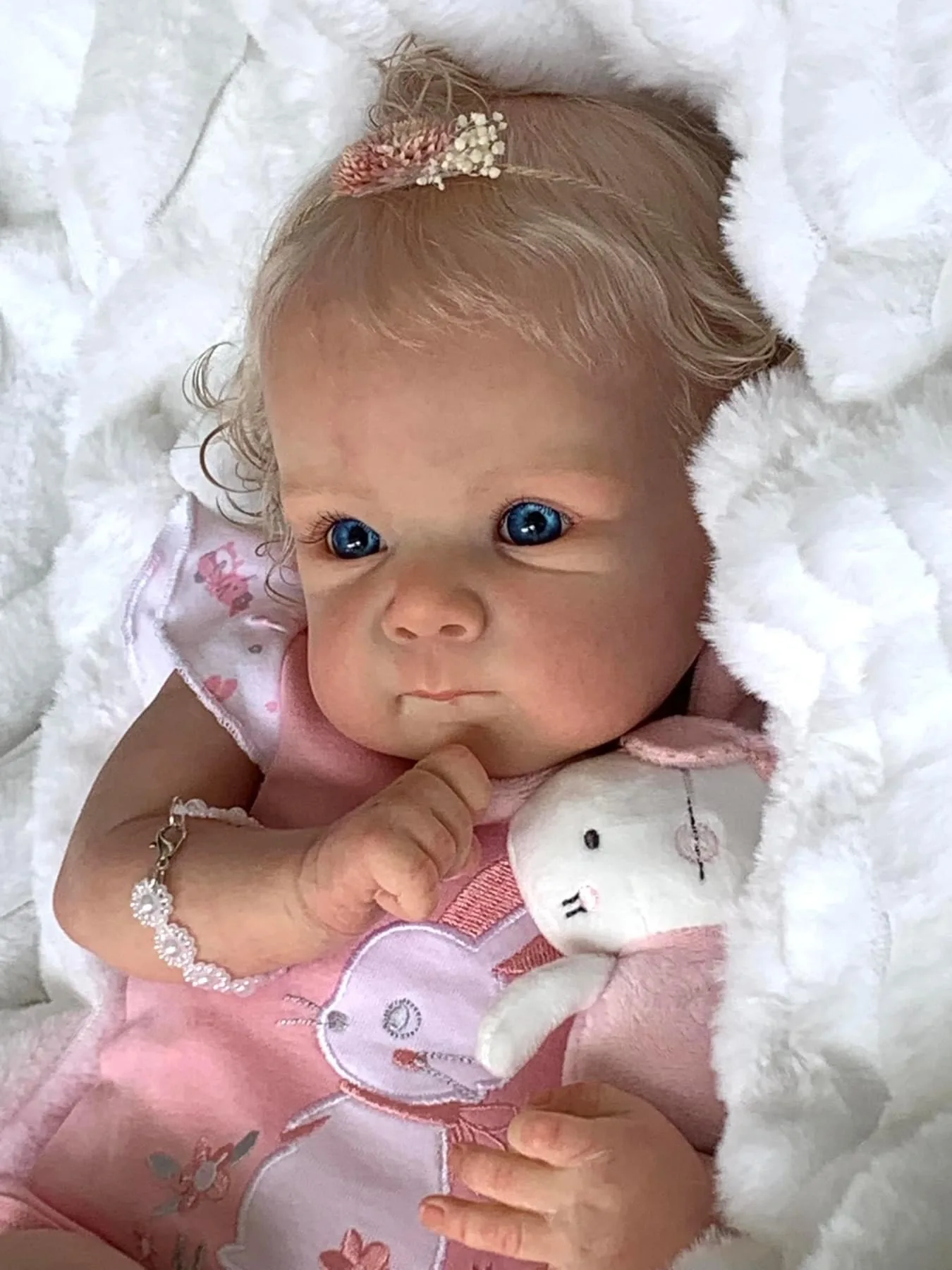 NPK 18inch Newborn Lifelike Doll Soft Touch Reborn Baby Bettie with 3D Skin Hand Root Hair Multiple Layers Painting Cuddly Toy