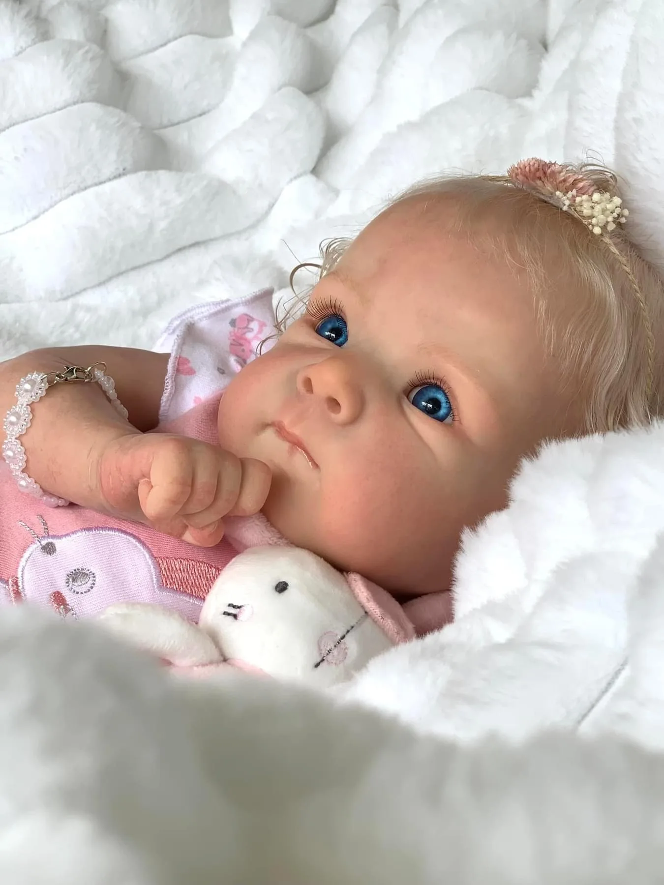 NPK 18inch Newborn Lifelike Doll Soft Touch Reborn Baby Bettie with 3D Skin Hand Root Hair Multiple Layers Painting Cuddly Toy
