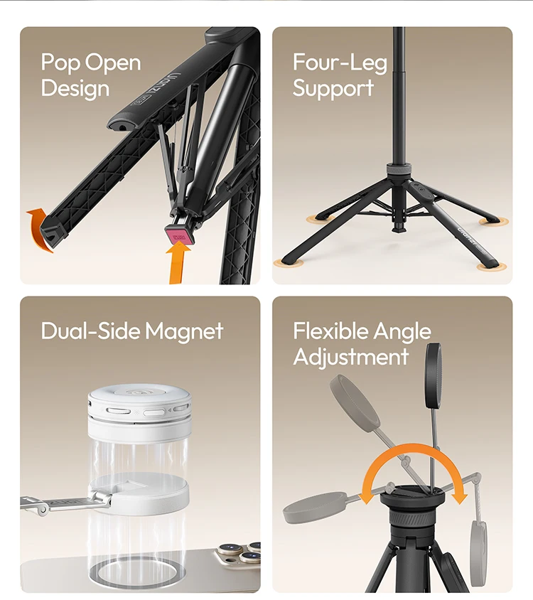 Ulanzi MT85 1.5M Upgrade Magsafe Phone Tripod for Iphone 17 16 15 Android Automatic Tripod Selfie Stick for Smartphone Vlog Live