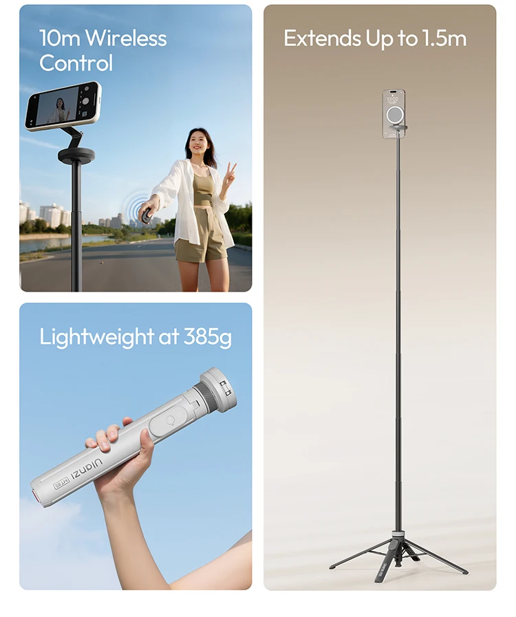 Ulanzi MT85 1.5M Upgrade Magsafe Phone Tripod for Iphone 17 16 15 Android Automatic Tripod Selfie Stick for Smartphone Vlog Live
