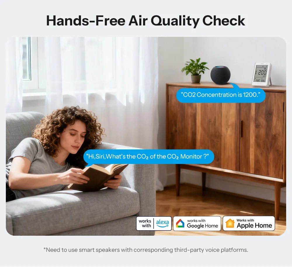 SONOFF AirGuard CO2 Matter Over WiFi Air Quality Monitor SAWF-08P Temperature Humidity Meter Sound & Light Alarm Historical Data