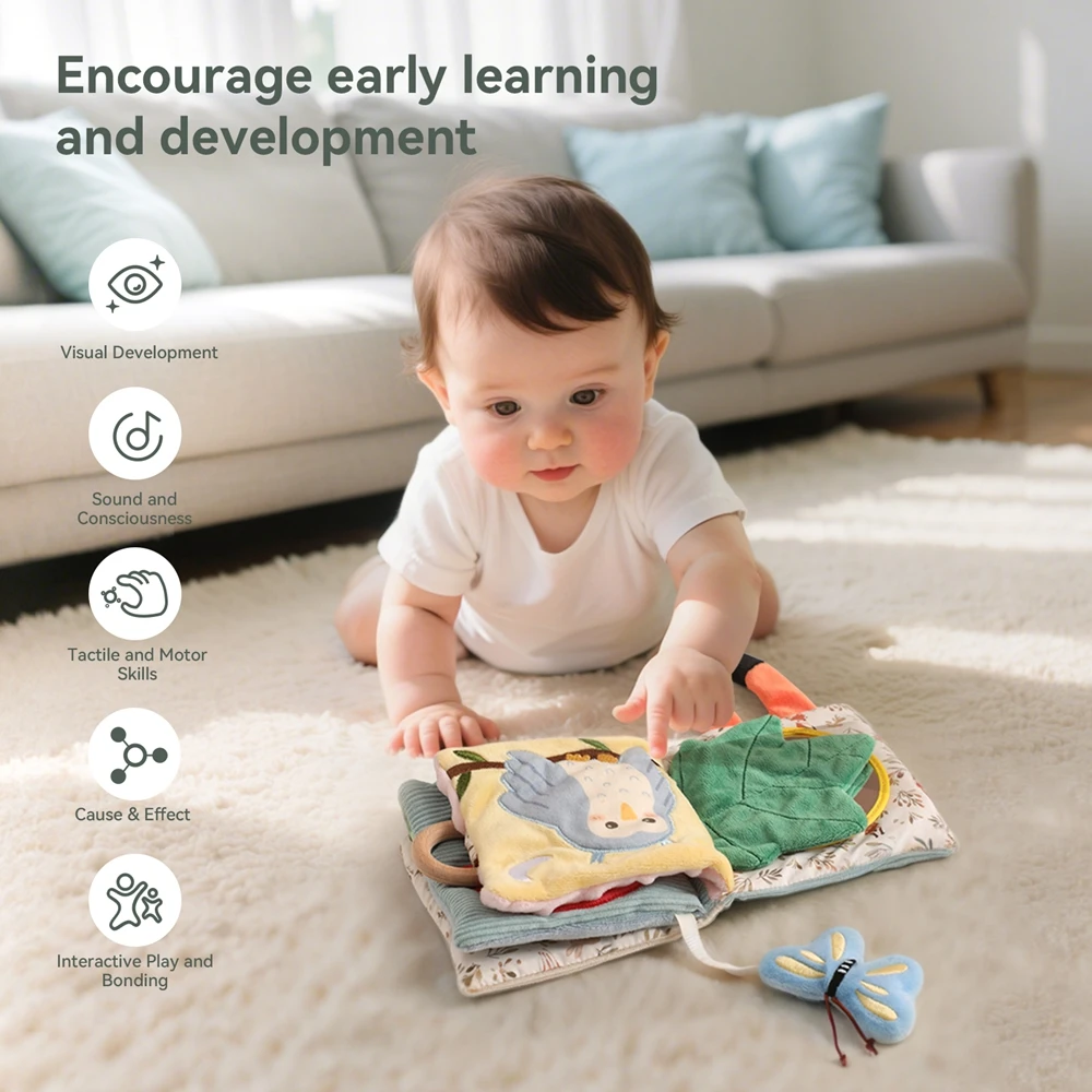 Baby Toys Cloth Book Infant Early Educational 0 12 Months Baby Sensory Toys Soft Books Toys Fluffy Cartoon Elephant Books Gifts