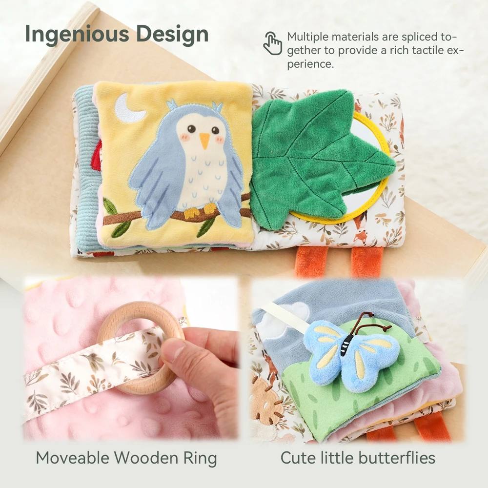 Baby Toys Cloth Book Infant Early Educational 0 12 Months Baby Sensory Toys Soft Books Toys Fluffy Cartoon Elephant Books Gifts