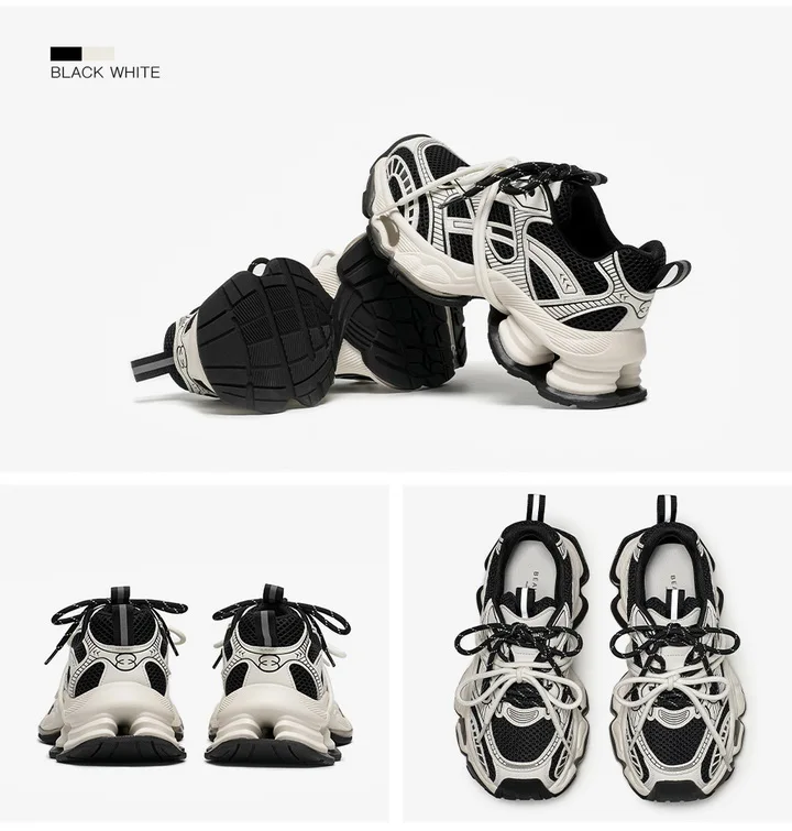 BEAUTODAY Chunky Sneakers Women Synthetic Leather Mesh Mixed Color Round Toe Lace-Up Sports Trainer Ladies Shoes Handmade 29A51