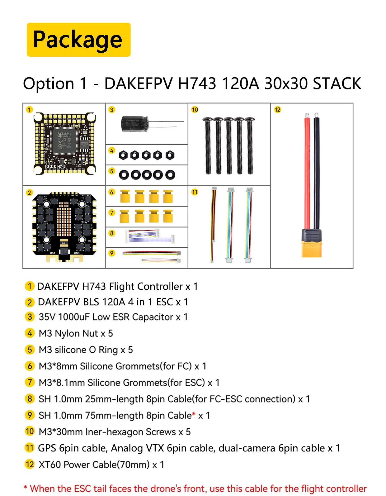 DAKEFPV H743 12S 120A FC 8S 100A BLS Bluejay ESC H743 Flight Controller Powerful RC Stack for 10 13 15 18inch FPV Racing Drone