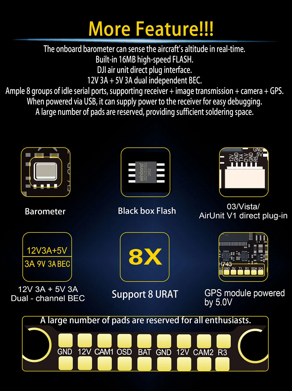 DAKEFPV H743 12S 120A FC 8S 100A BLS Bluejay ESC H743 Flight Controller Powerful RC Stack for 10 13 15 18inch FPV Racing Drone