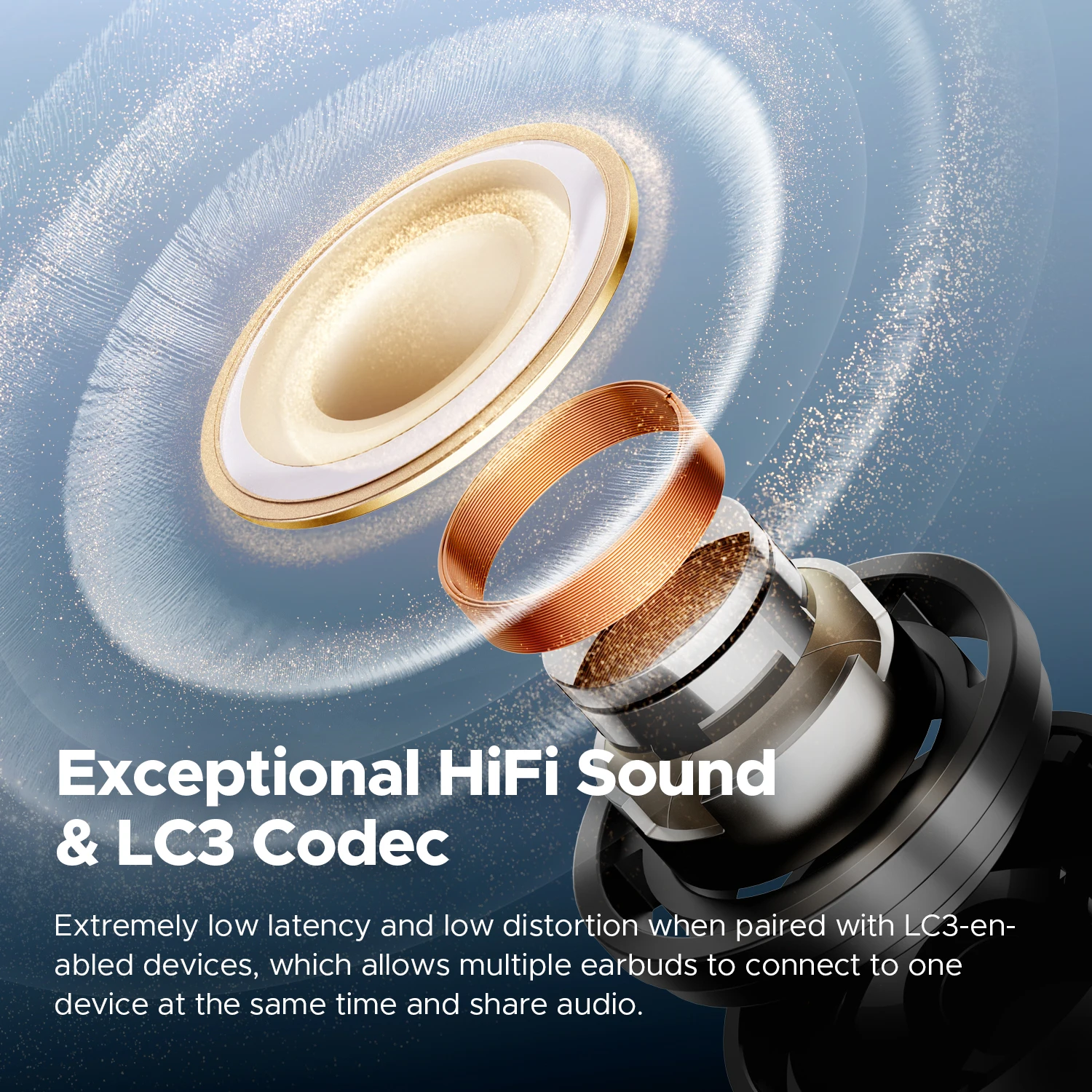SOUNDPEATS Air5 Pro Wireless Earphones 55 dB Adaptive Hybrid ANC Bluetooth 5.4 Earbuds, Hi-Res LDAC AptX Lossless,6 Mics AI ENC