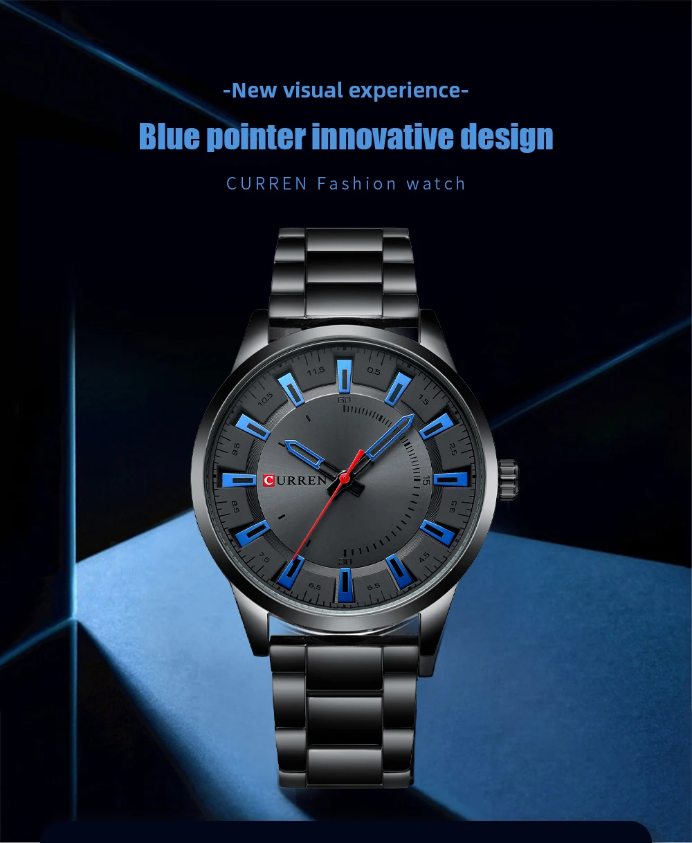CURREN 8406 Mens Large Dial Ultra-Thin Business Simple Steel Strap Superior Brand Fashion Simple Style Wristwatch