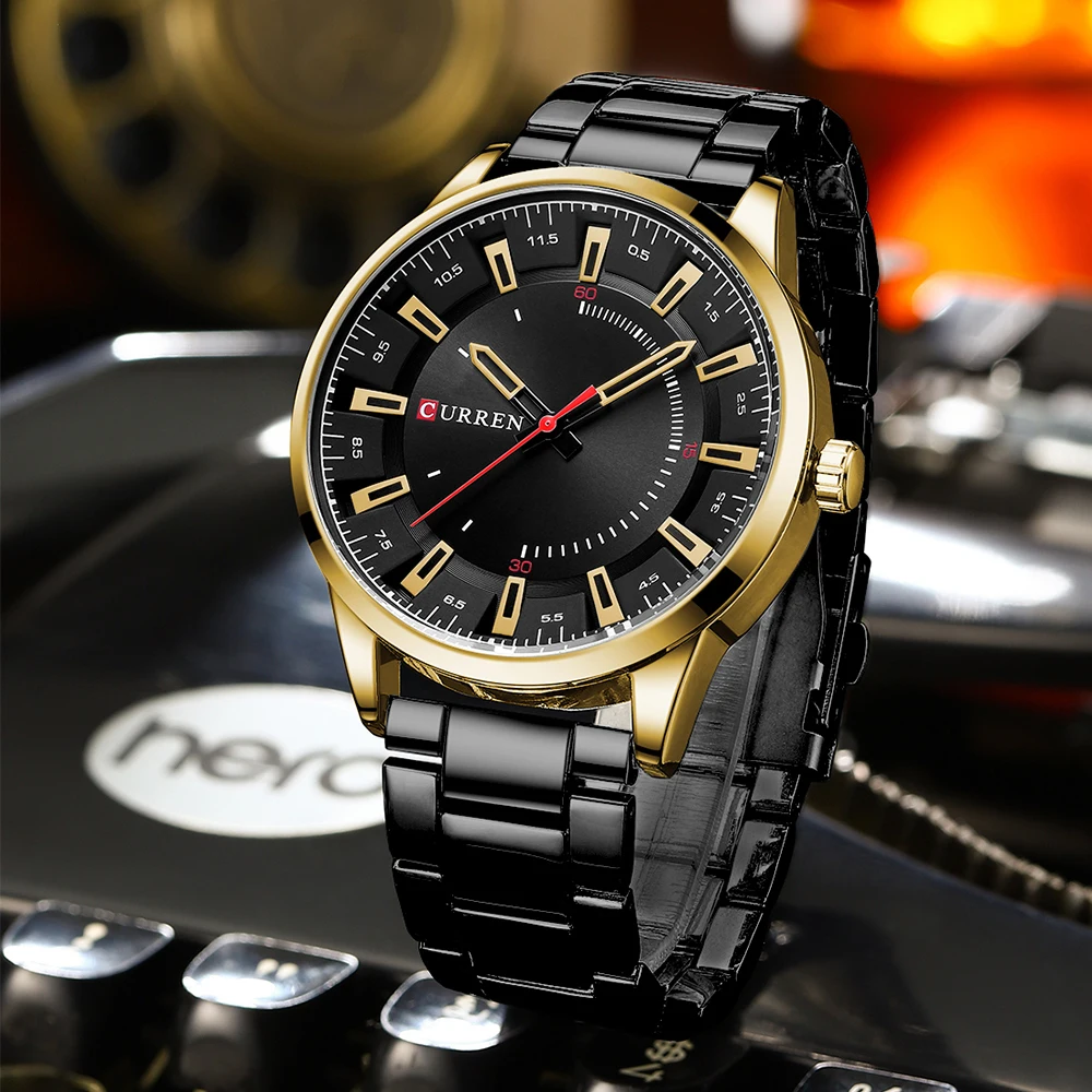 CURREN 8406 Mens Large Dial Ultra-Thin Business Simple Steel Strap Superior Brand Fashion Simple Style Wristwatch