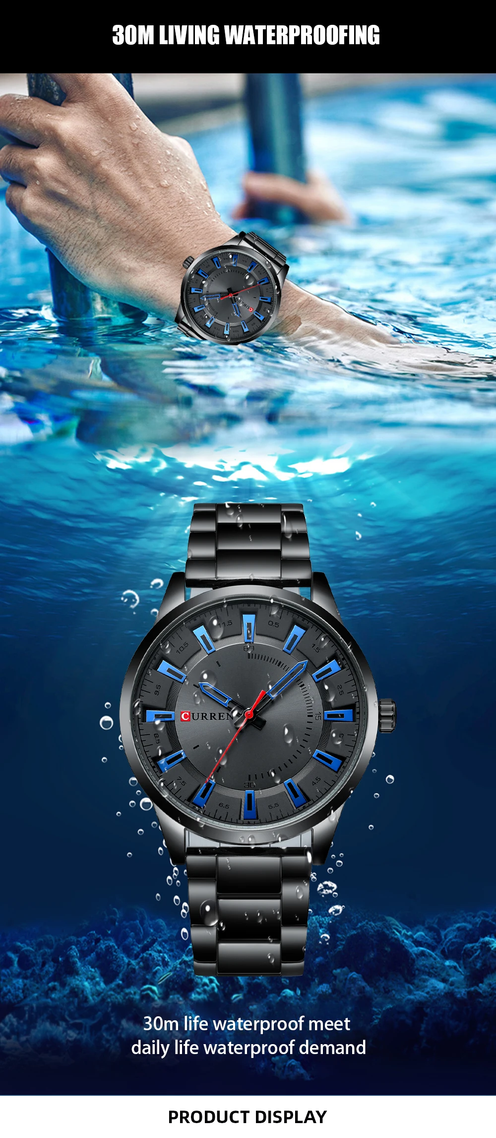 CURREN 8406 Mens Large Dial Ultra-Thin Business Simple Steel Strap Superior Brand Fashion Simple Style Wristwatch