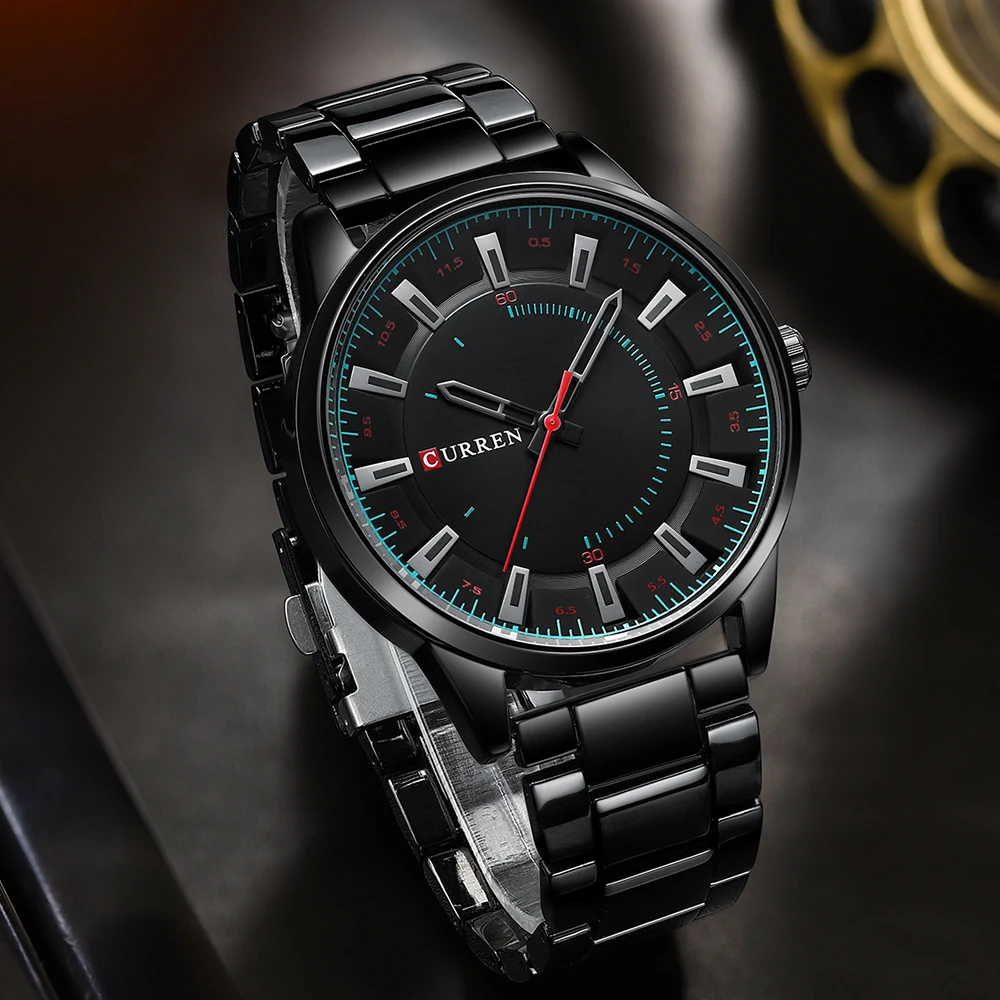 CURREN 8406 Mens Large Dial Ultra-Thin Business Simple Steel Strap Superior Brand Fashion Simple Style Wristwatch